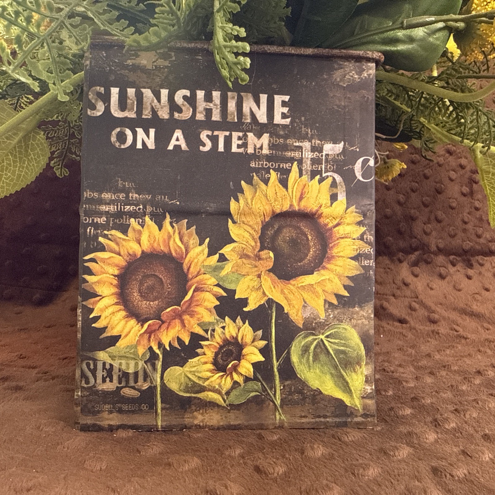 Sunshine On Stem Beautiful Sunflower Rustic Country Cottage Farmhouse DECOR21x18