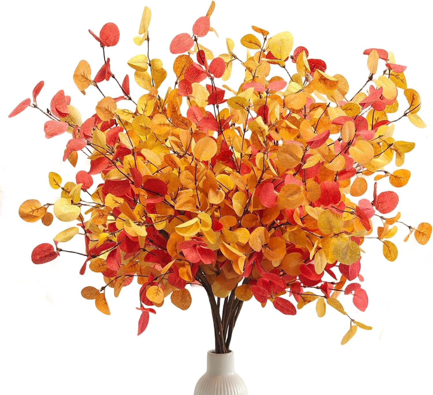Artificial Fall Eucalyptus Stems, 12 Pcs 27.5 Inch Fake Fall Leaves Branches for