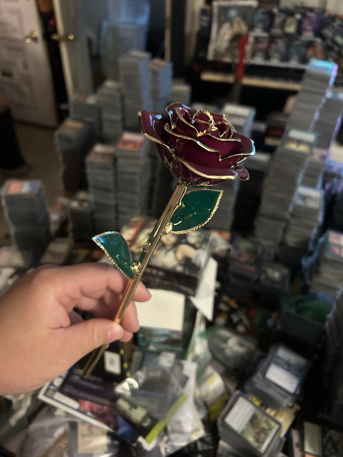 Thick Unique Real Gold Rose Hand Painted Authentic Local Kentucky Artist.