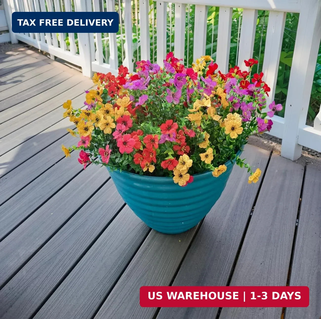 Artificial Flowers for Indoor & Outdoor Decoration – 6 Bundles Faux Daisies with