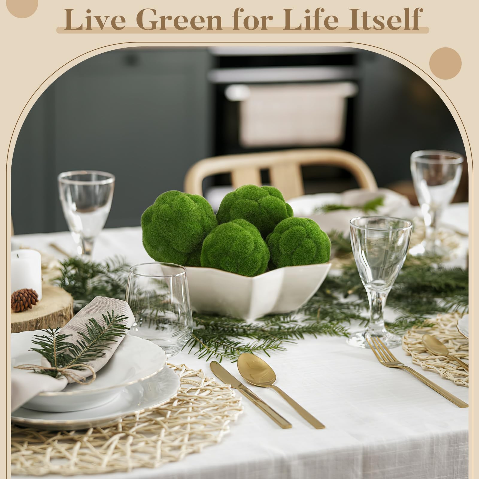 4 PCS Fake Green Moss Balls Decorative Simulated Topiary Floral Garden Party