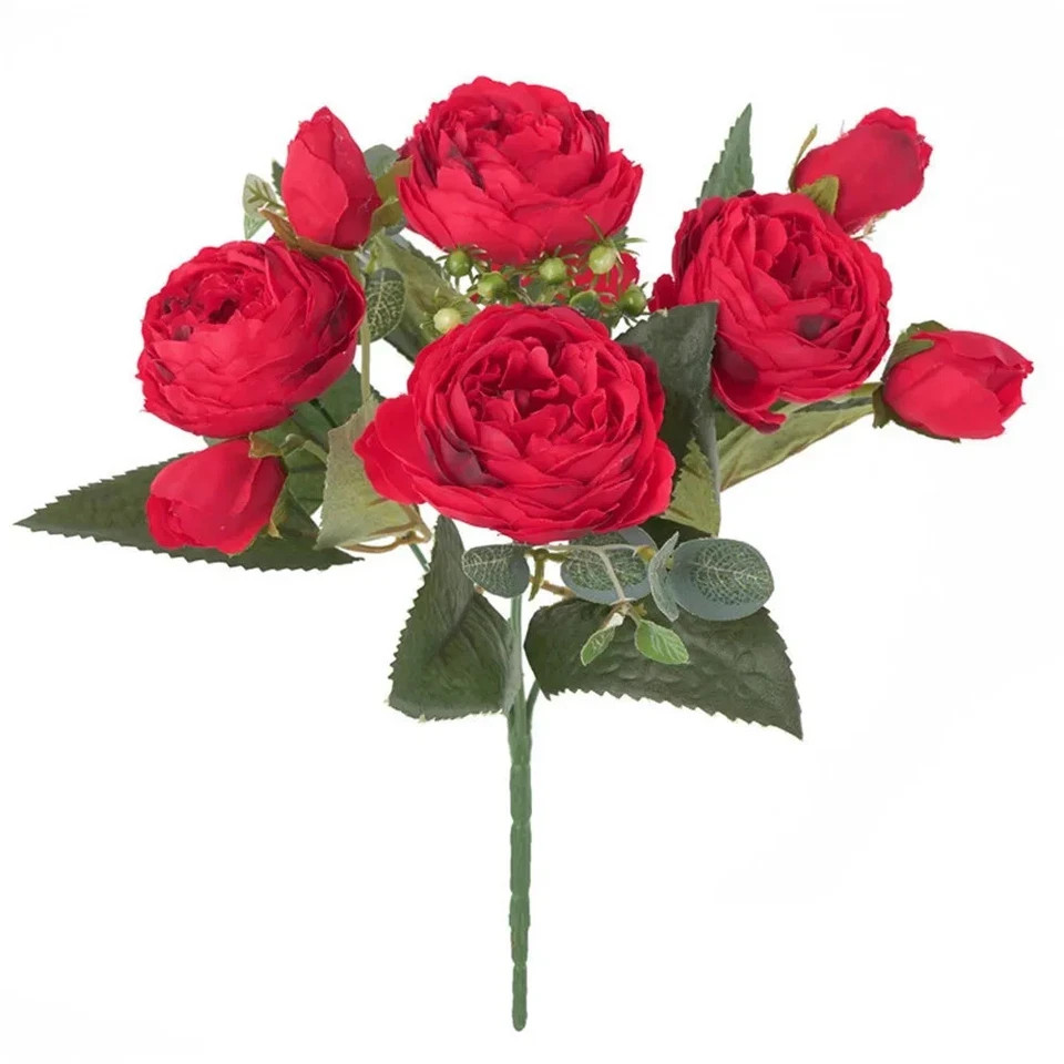 30CM Silk Peony Fake Roses Artificial Flowers Bridal Bouquet Home Wedding Decor