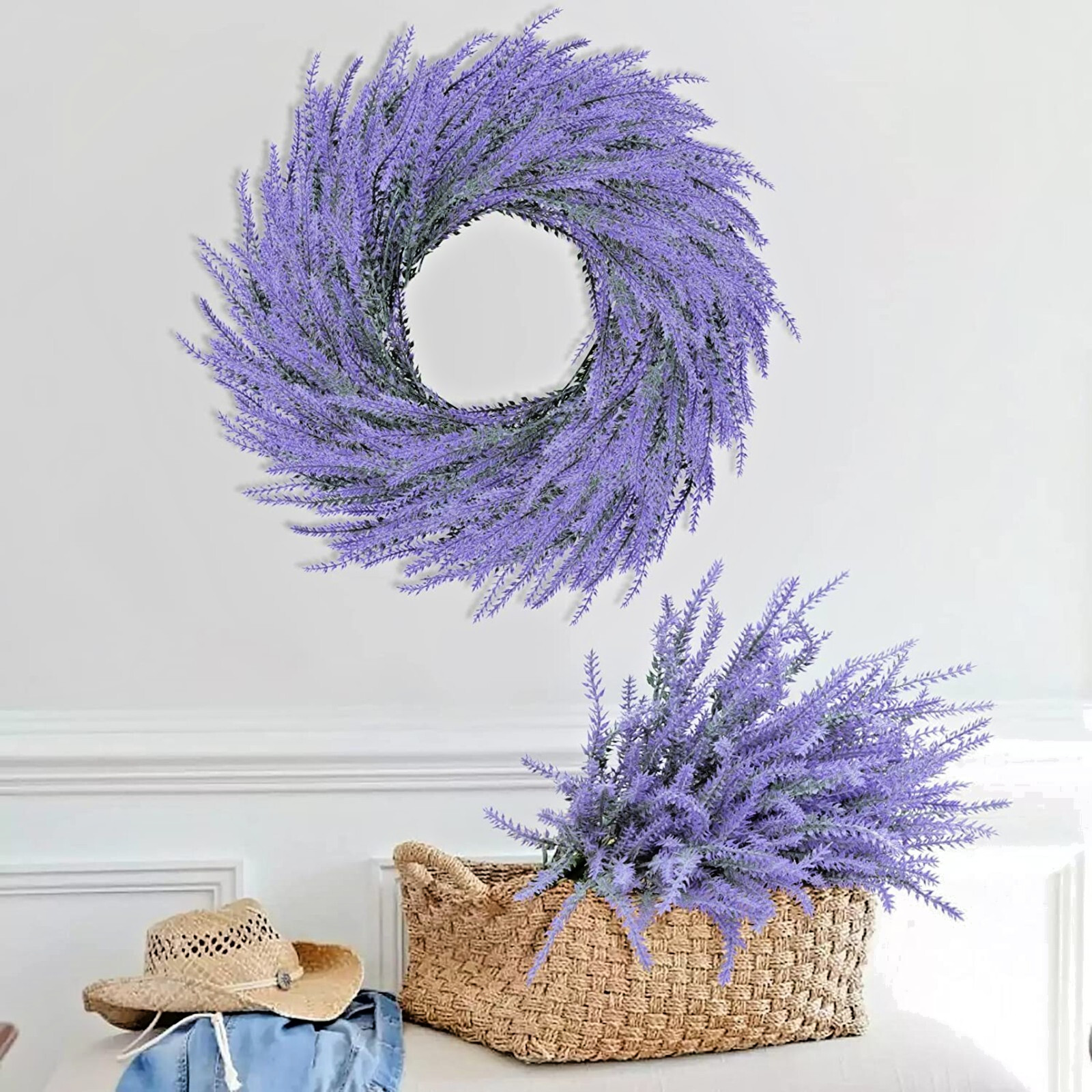 6pcs Artificial Lavender Fake Plants Purple Lavender Outdoor Indoor 14in