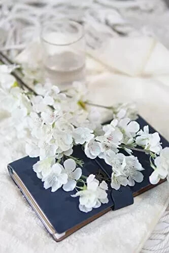 4Pcs Artificial Cherry Blossom Flowers 43 Inch Long Stem Cherry Blossom White