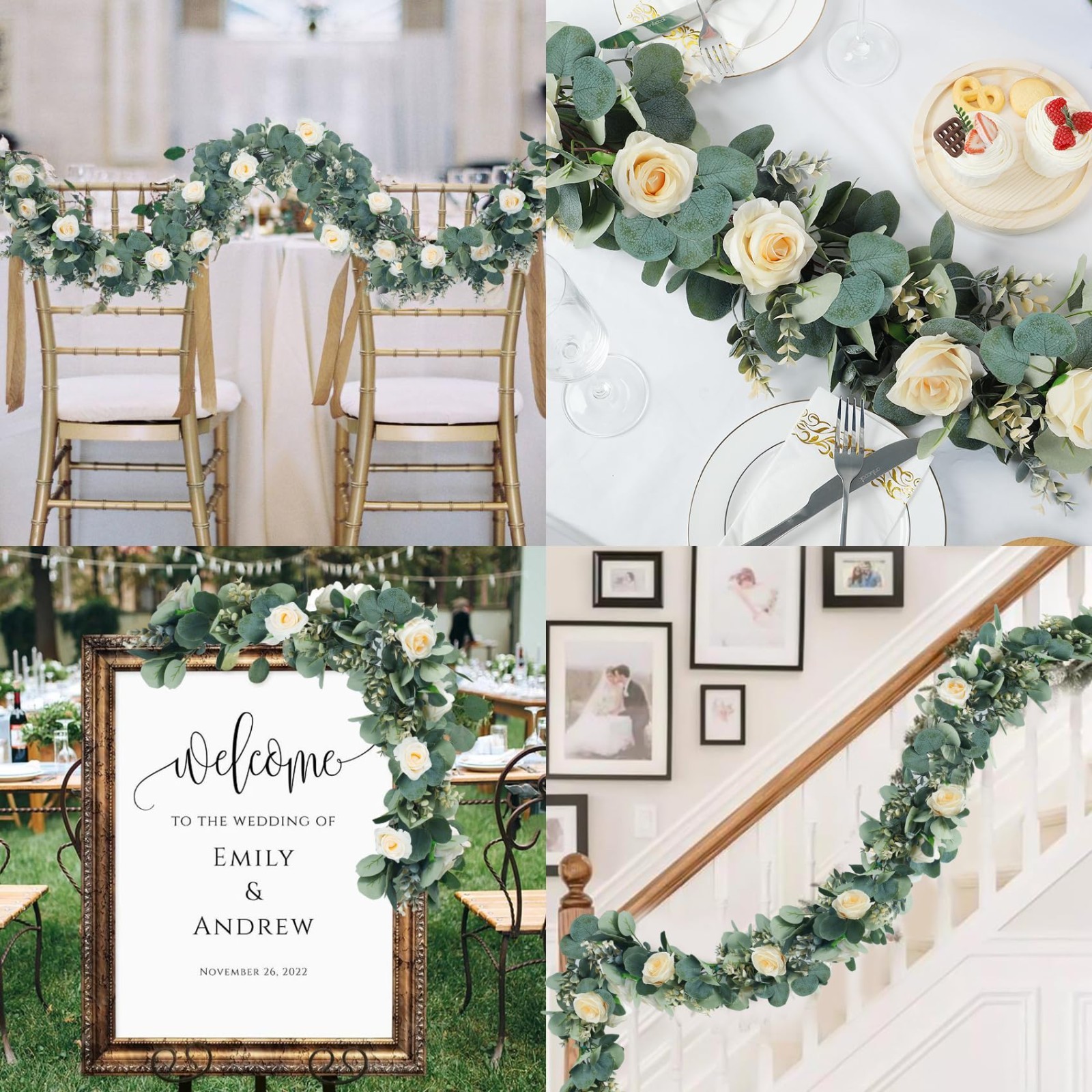 Lush Eucalyptus Garland 6.56 Ft – Faux Greenery Vines for Wedding, Baby Shower,