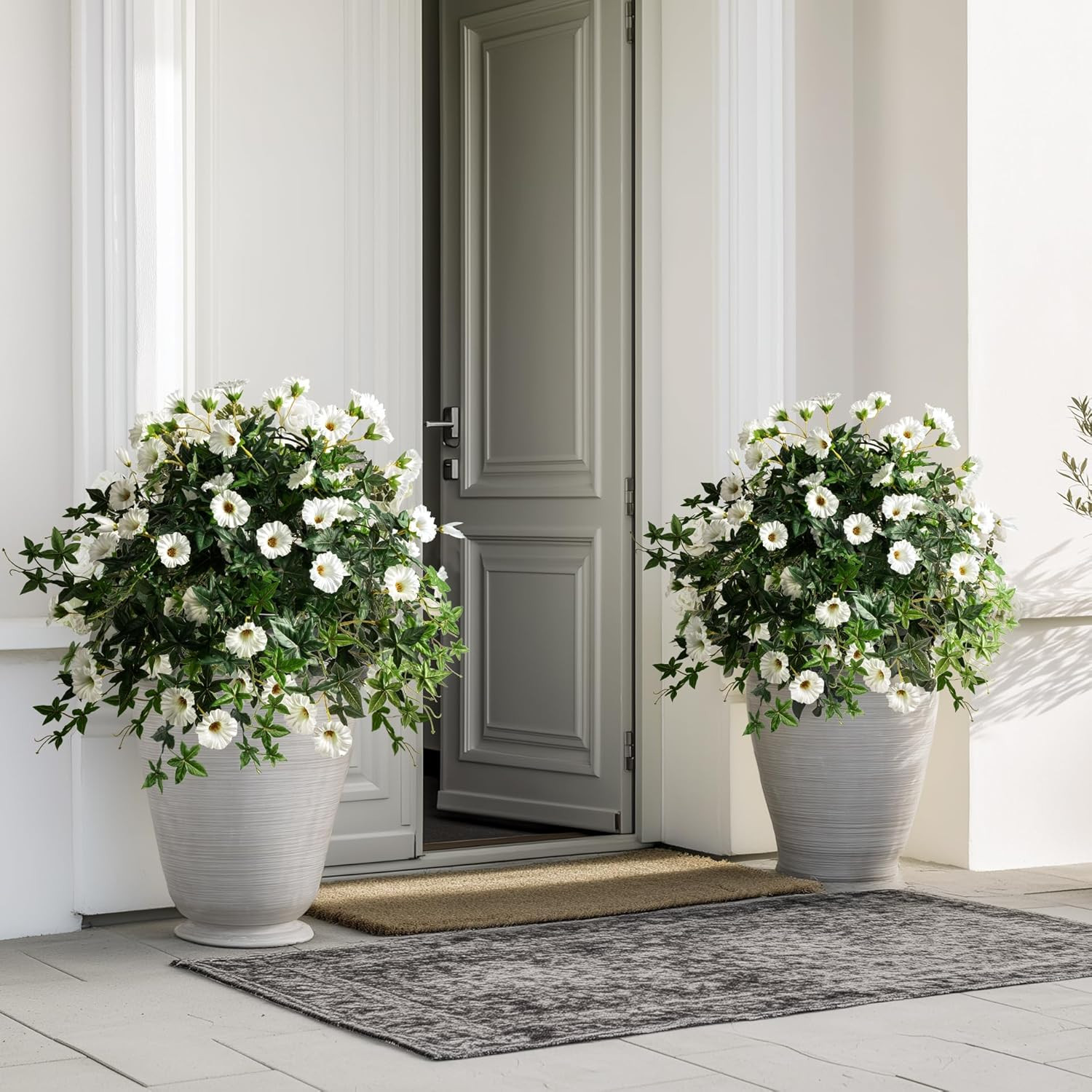 UV Resistant Artificial Petunias – 2PCS Hanging Silk Flowers for Outdoor Decor