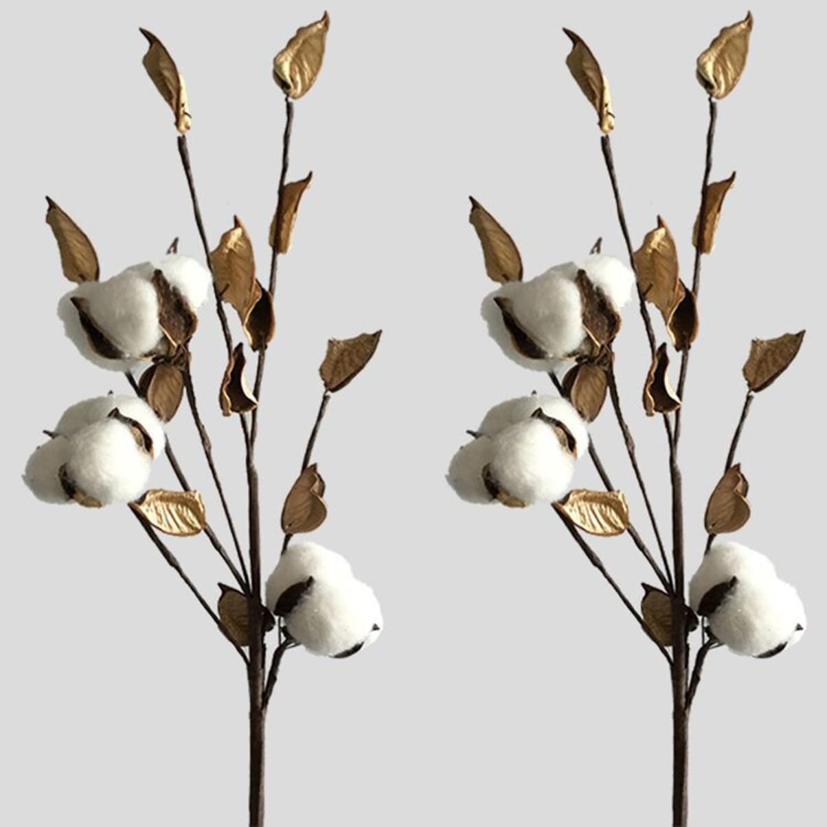 3pcs 45cm Brown Stems Cotton Balls Cotton Stalks Decor Artificial Flower Deco…