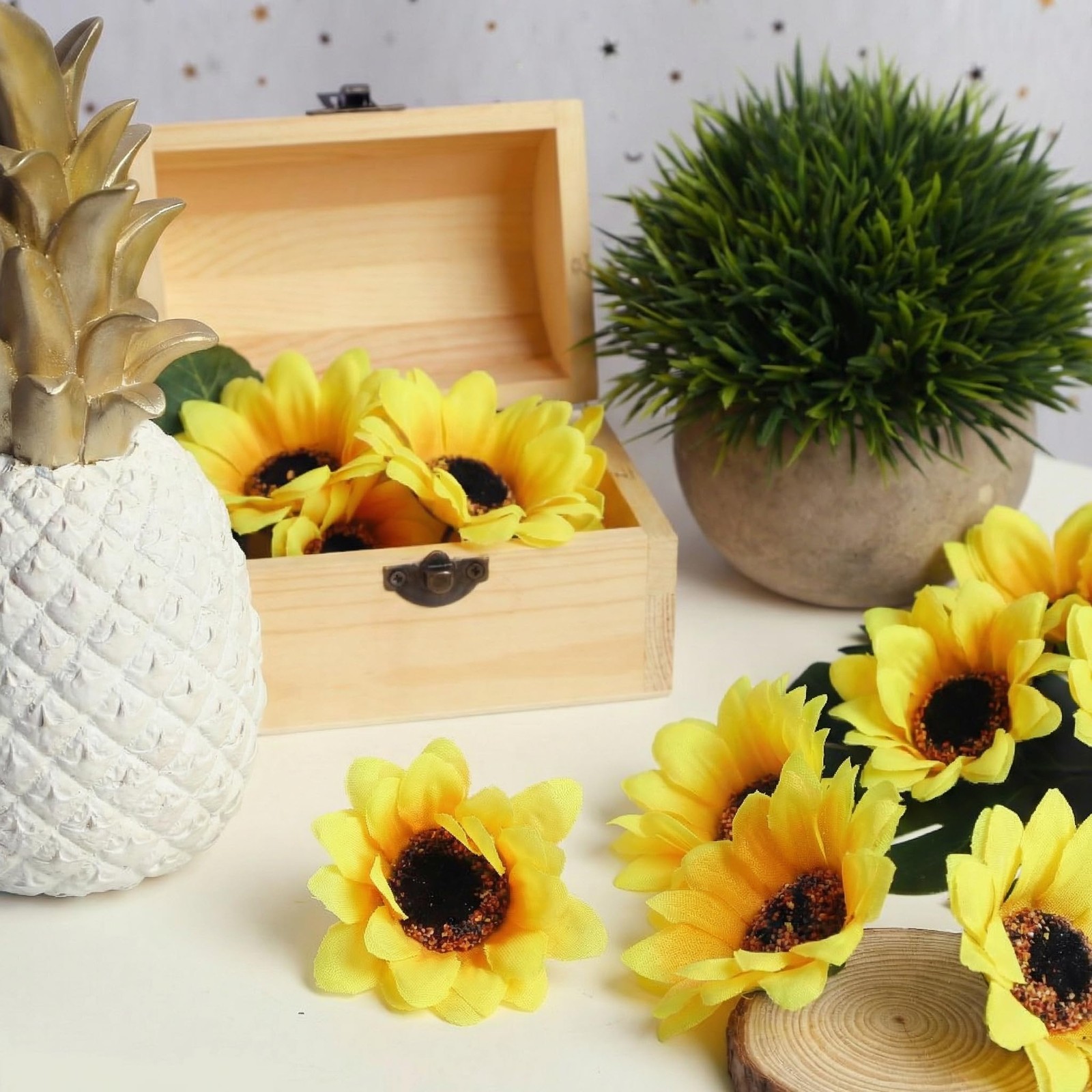 25pcs Fake Sunflowers Heads – 2.8” Artificial Spring Flowers for DIY Crafts, …