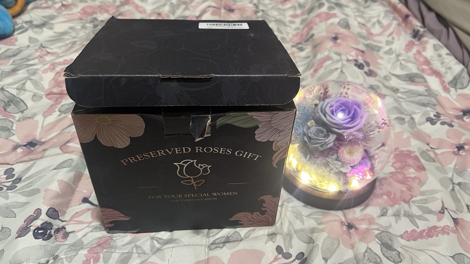 GiftGuru Rose Friend Wife New Preserves Roses Gift Color Purple Mother , SDay