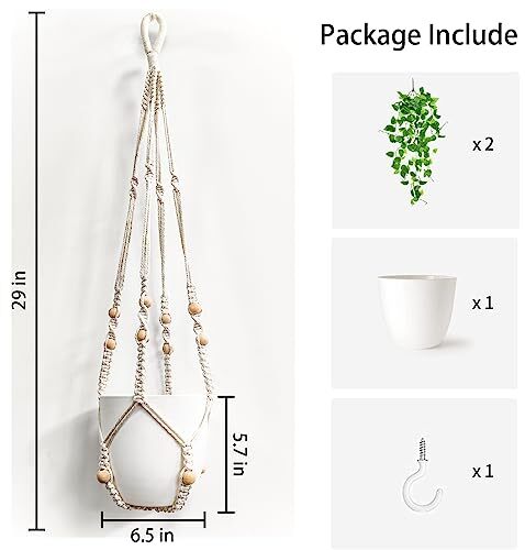 Fake Hanging Plants Artificial Plants for Home Decor Macrame Fake Plants NO LED