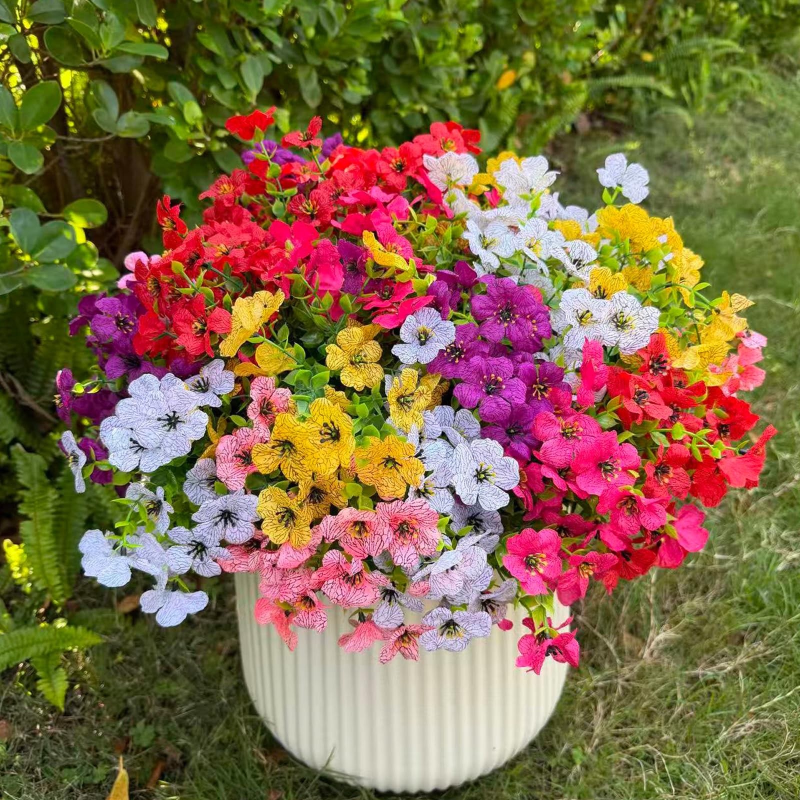 24 Bundles Artificial Flowers for Outdoors Decoration, UV Resistant Faux Silk…