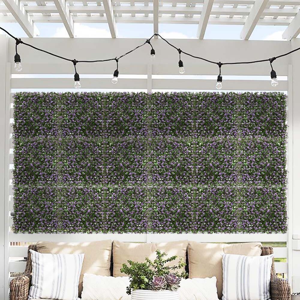 20×20″ Artificial Faux Lavender Buxus Greenery Fence Screen Wall Decor Panel