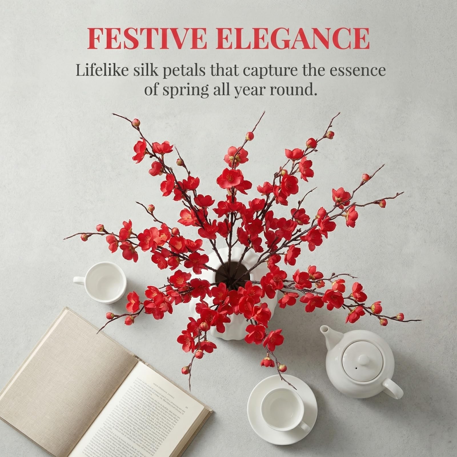 20pcs Cherry Blossom Branches Artificial Flowers for Winter Spring Indoor Dec…