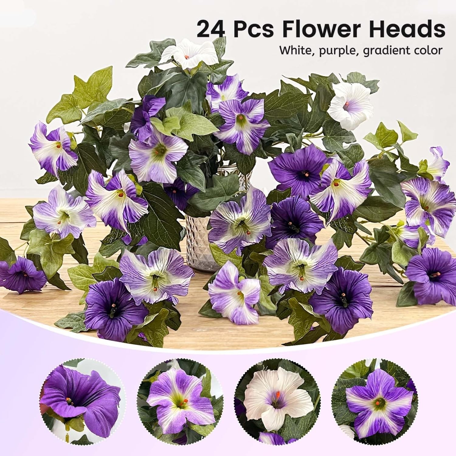 Vibrant 2-Pack Artificial Petunias with 24 Heads for Balcony and Garden Elegance