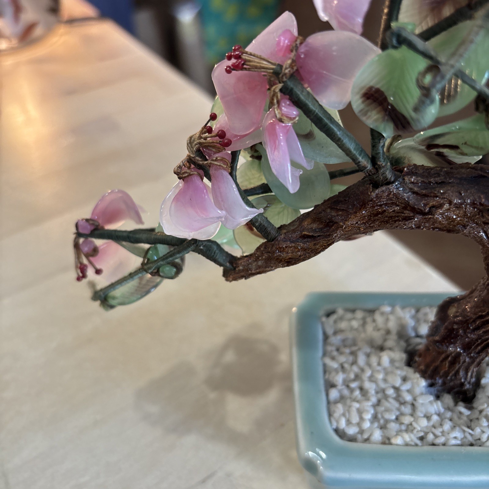 VTG Pink Cherry Blossom Bonsai Tree 7”