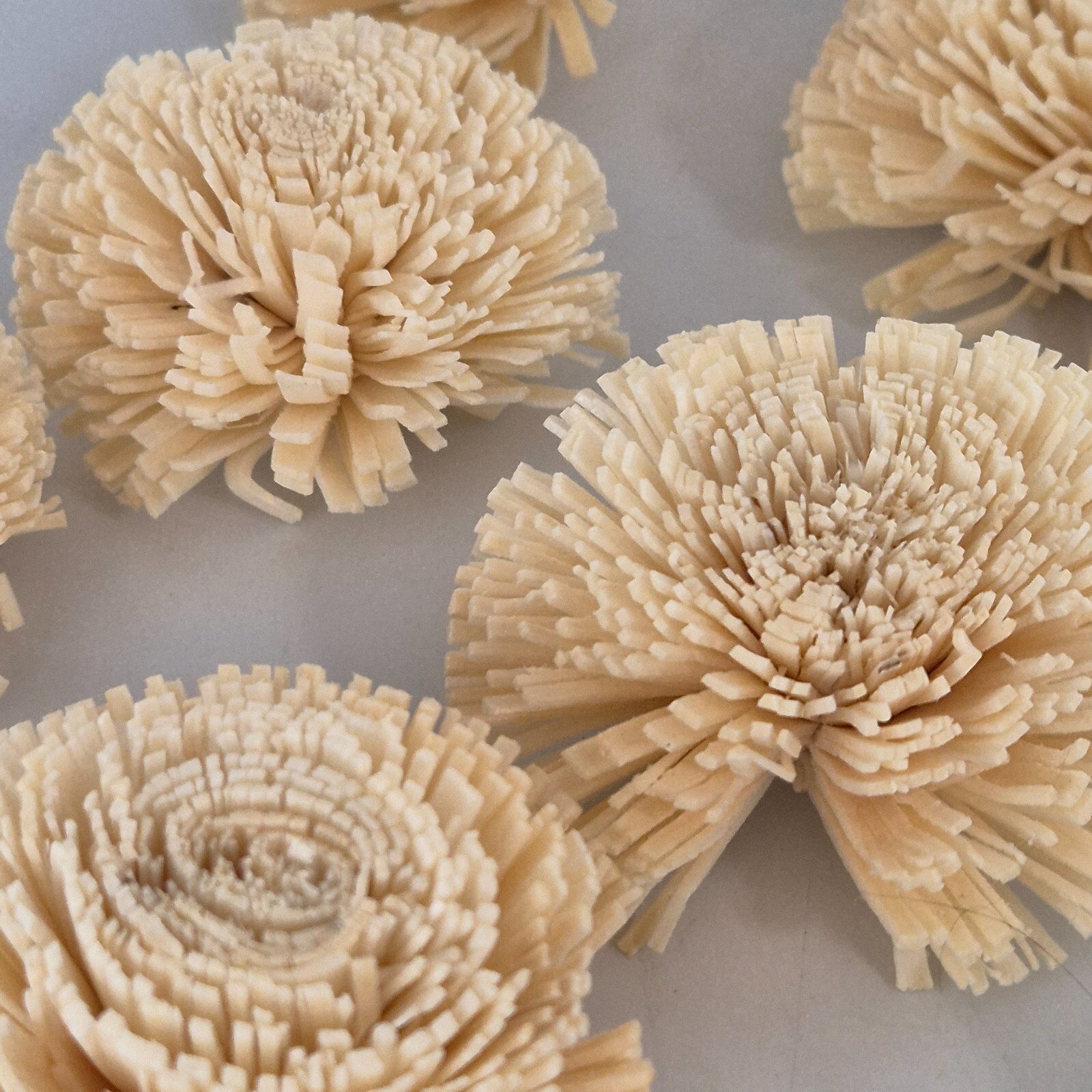 Paper Wood Flowers x 14 Cream Table Decor Multi Purpose Faux Flower
