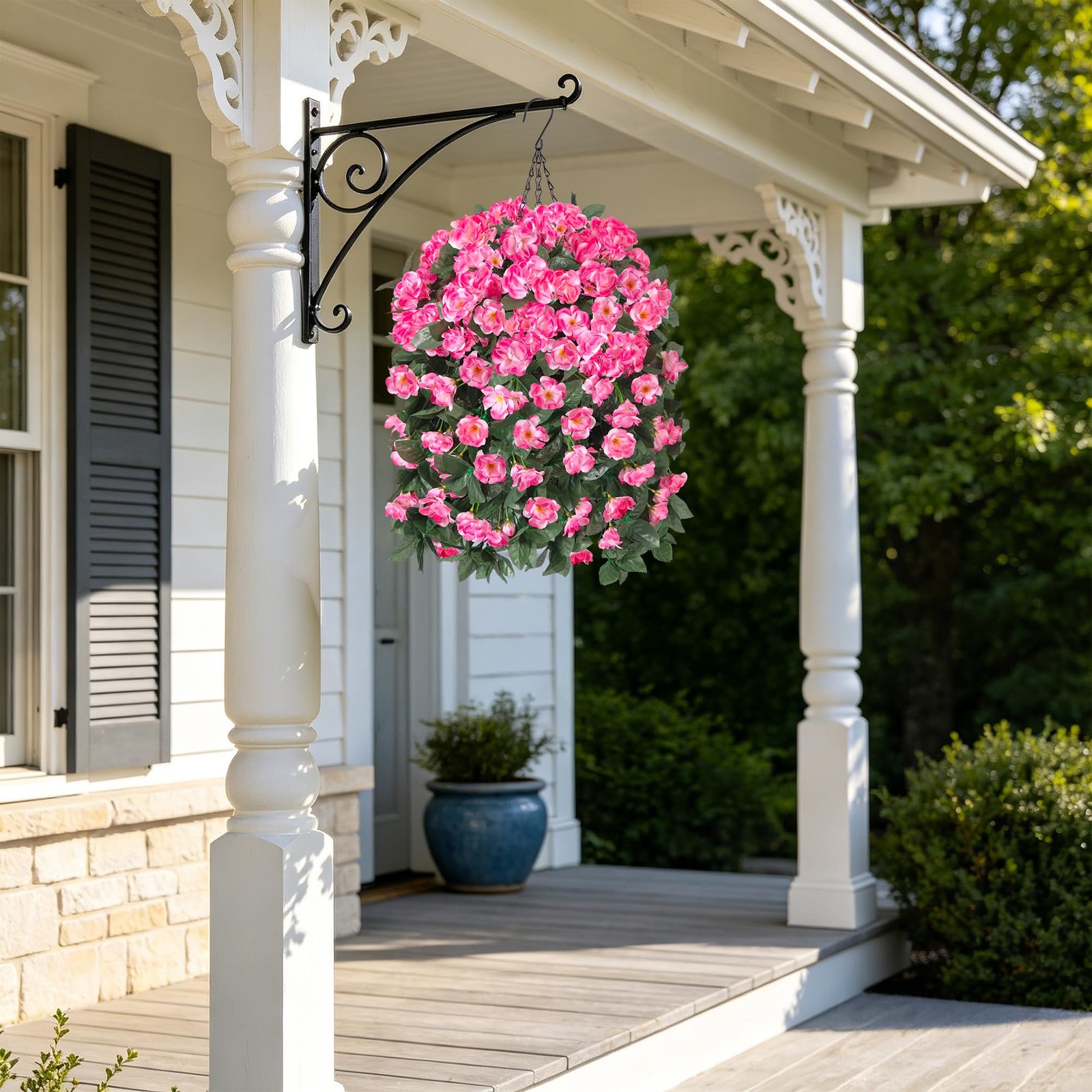 Fake Geraniums Artificial Hanging Flowers Basket for Outdoors, Spring Outdoor…