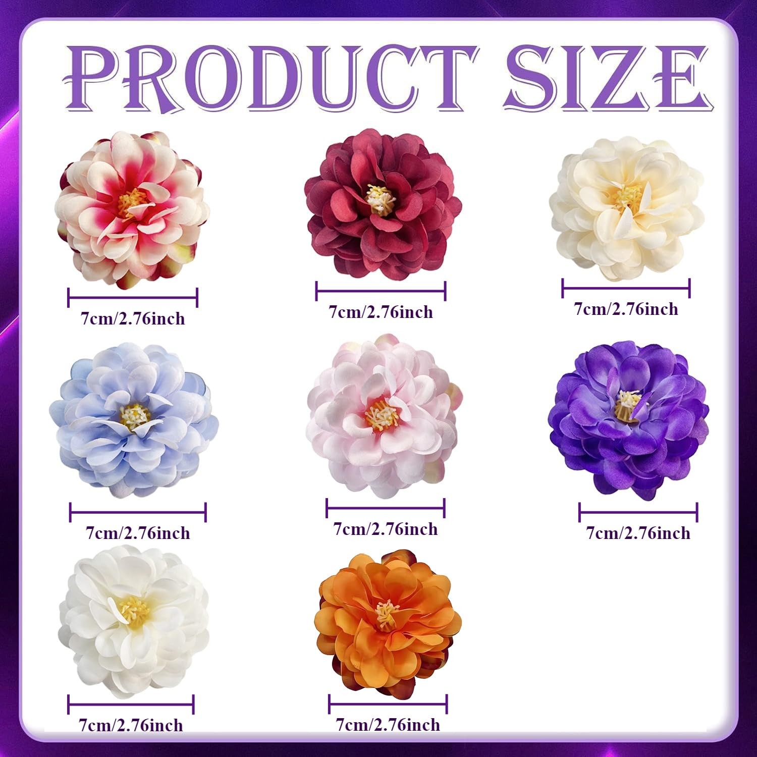 20 Artificial Flower Heads, 7 cm Multicolor Silk Flowers for Crafts