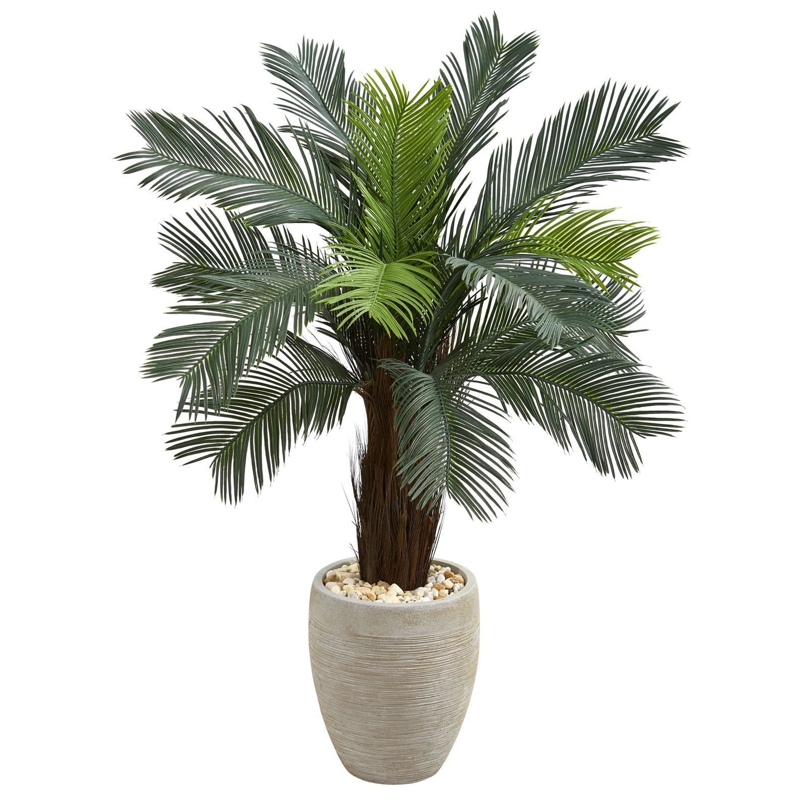 Nearly Natural 4.5’Cycas Artificial Tree In Oval Planter UV Resistant Home Decor