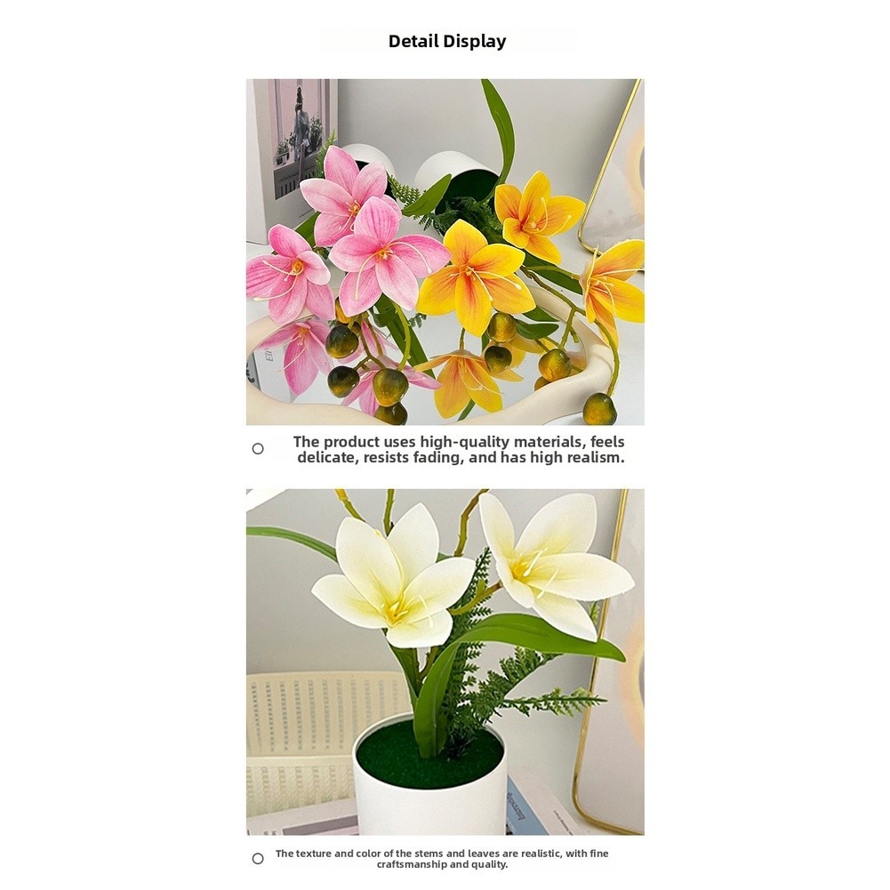 Plastic Artificial Magnolia Bonsai Flower White Pink Red Spots Yellow 8 8 31 cm
