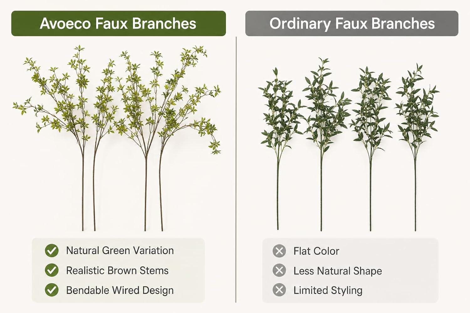4 Pcs 29 Inch Real Touch Faux Enkianthus Leaf Branches | Realistic Artificial Gr