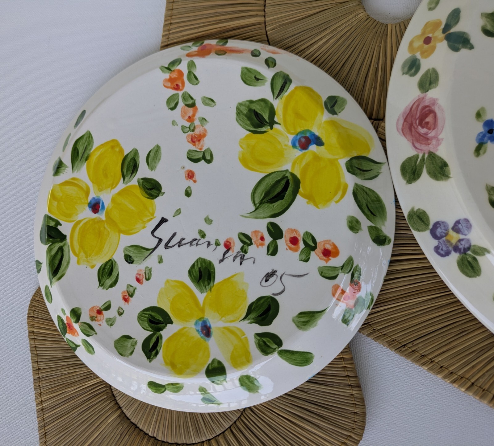 Cottagecore Handpainted Artisan Floral Plates, Y2K Vintage Decorative Plates