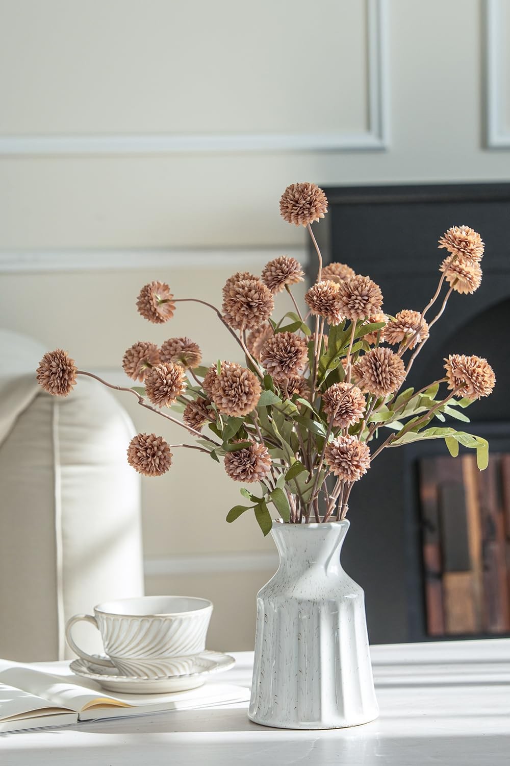 Artificial Kiku Flower – 5 Pcs Fake Pompon Mums Silk Small Chrysanthemum Faux…