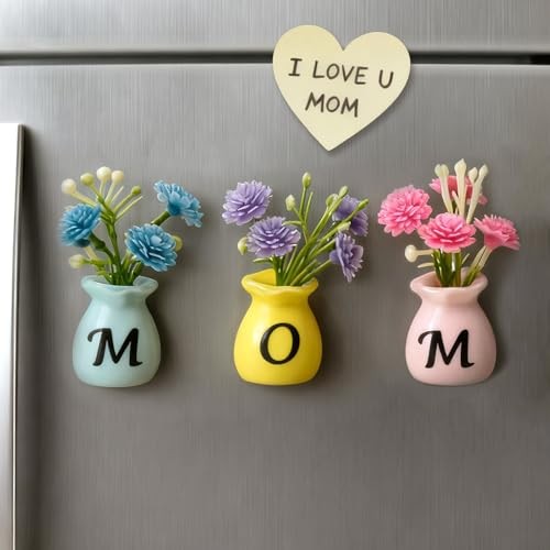 Mom Birthday Gifts Mini Vase Magnets for Fridge Cute Tiny Plant Refrigerator