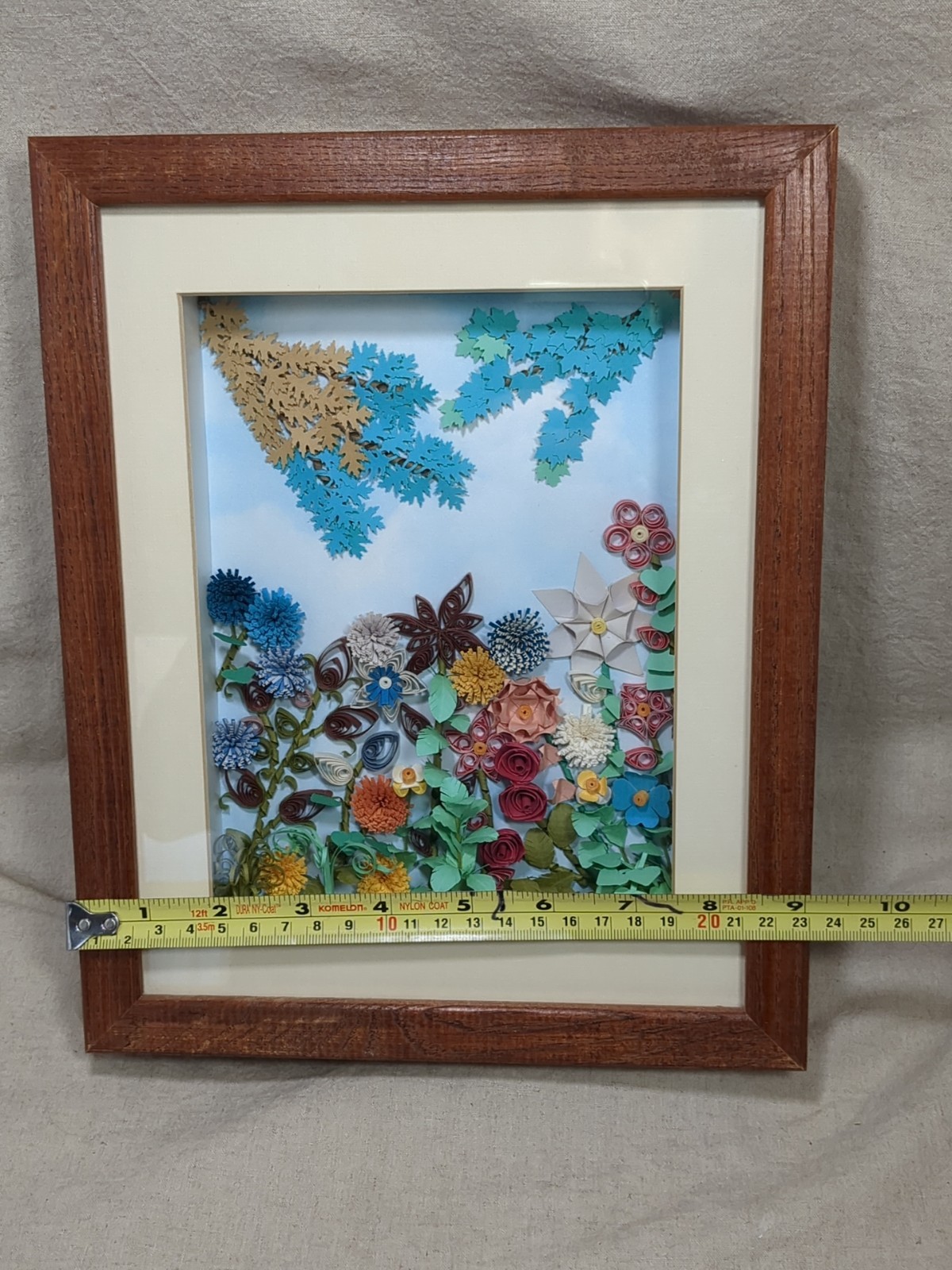 Wood Framed 3D Floral Wall Hanging Art Home Office Decor Set Of 2
