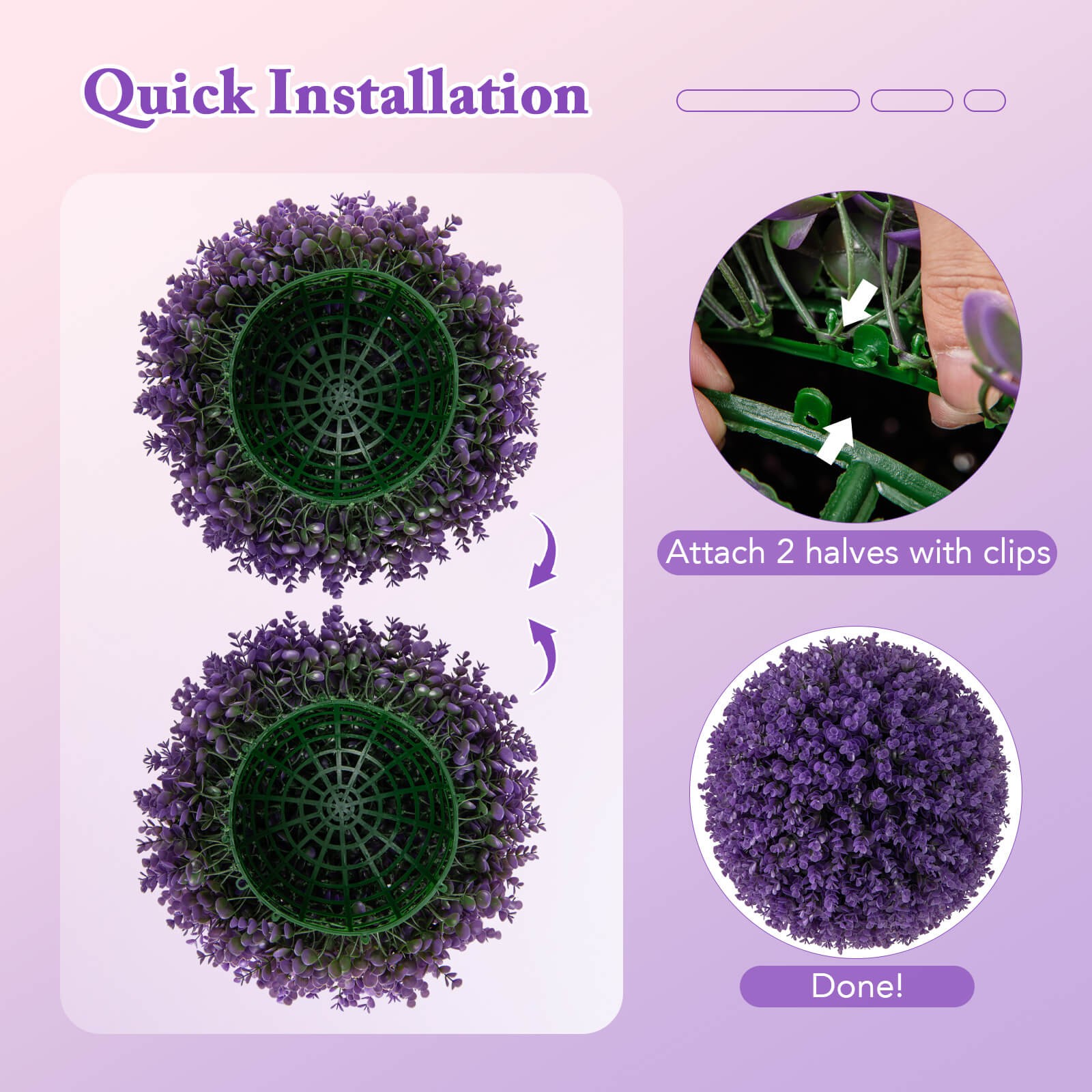 2 PCS Artificial Plant Topiary Balls w/7 Layers Leaves UV Protected for Garden