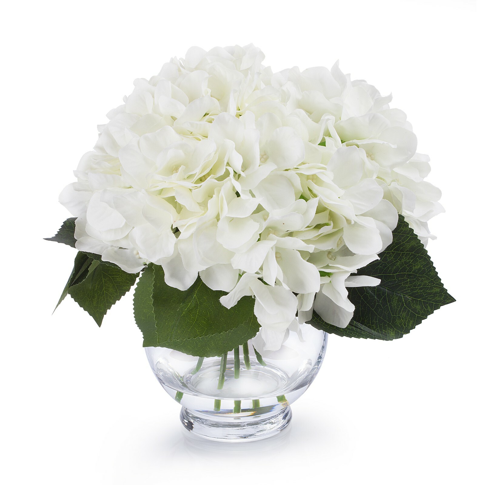 Silk Hydrangea Artificial Flowers Arrangement Centerpiece Glass Vase Faux Water