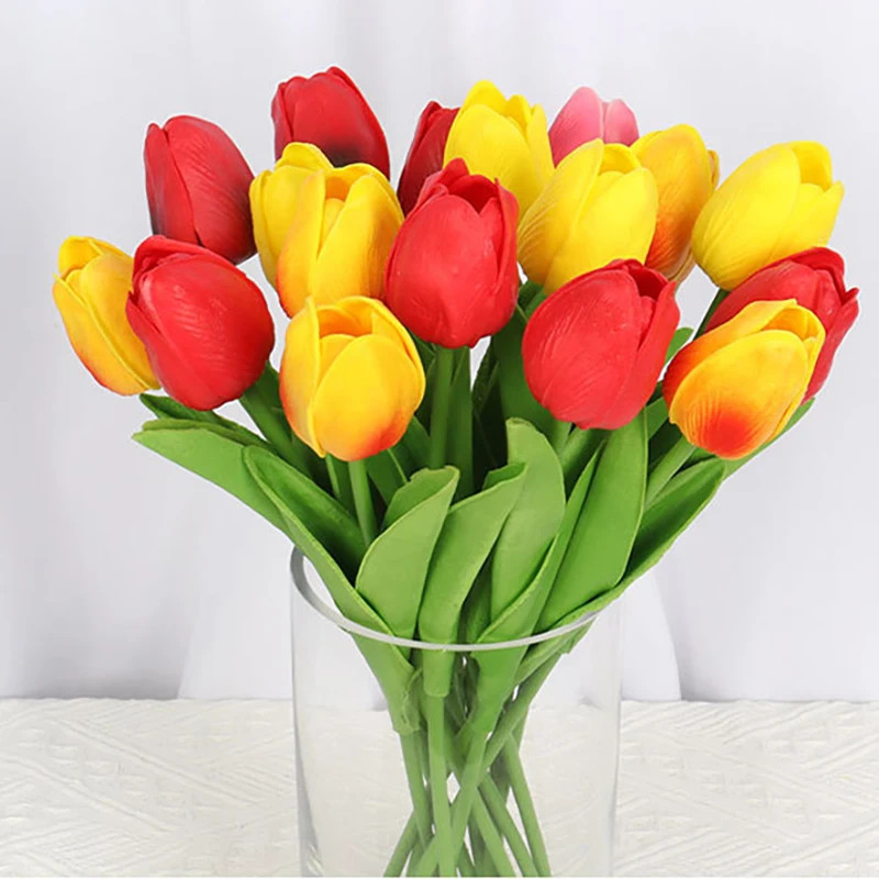 10PCS Tulip Artificial Flower Real Touch Artificial Bouquet PE Fake Flower for W