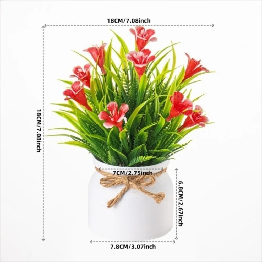 Mini Artificial Potted Plant Fake Evergreen Bonsai Table Home Office Garden