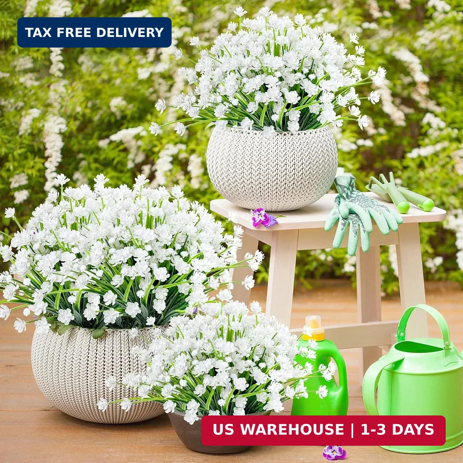 AmyHomie 20 Bundles Artificial Flowers for Outdoor Outside Spring Summer Decorat
