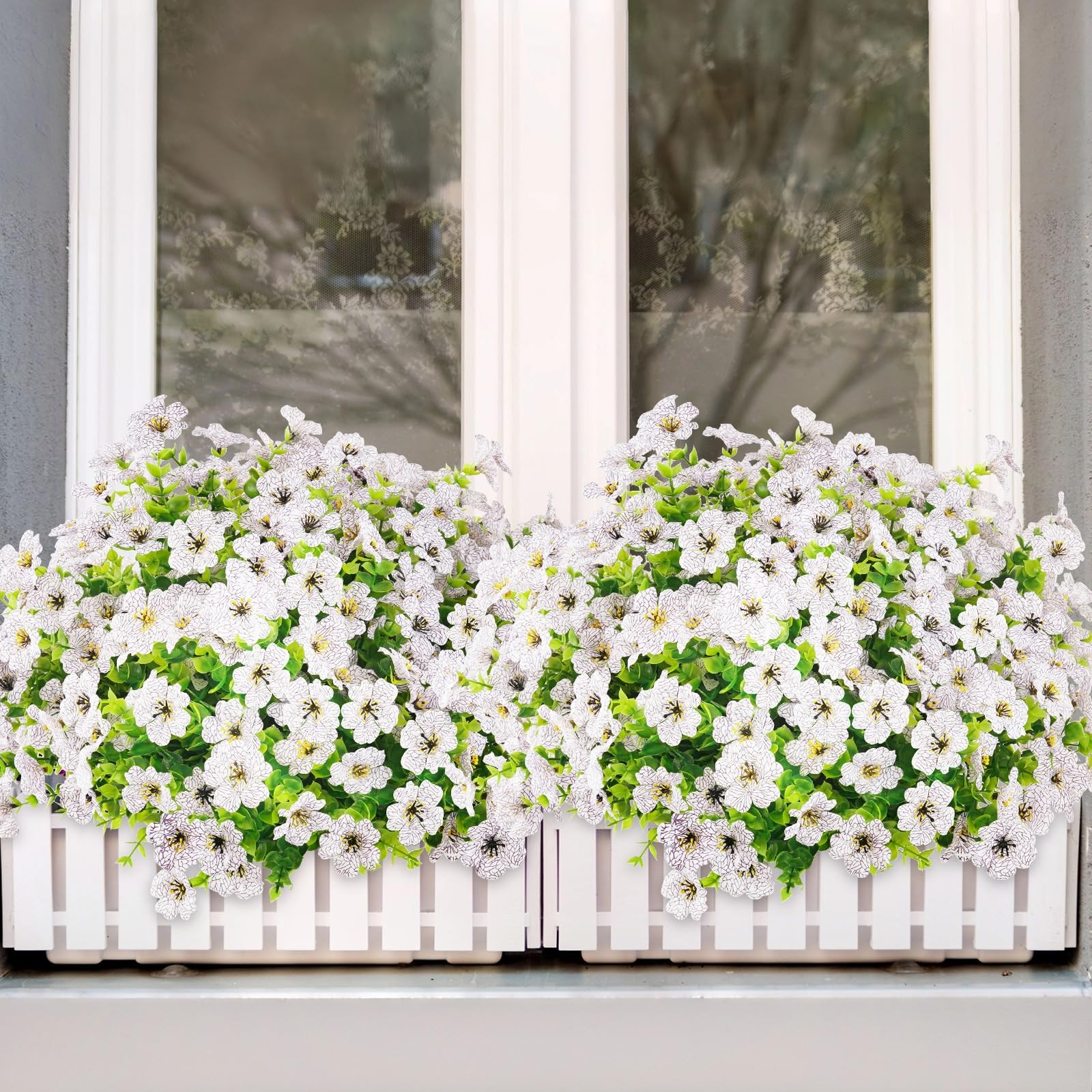 24 Bundles Artificial Flowers for Outdoor, Fake Plastic Plants for Spring Sum…