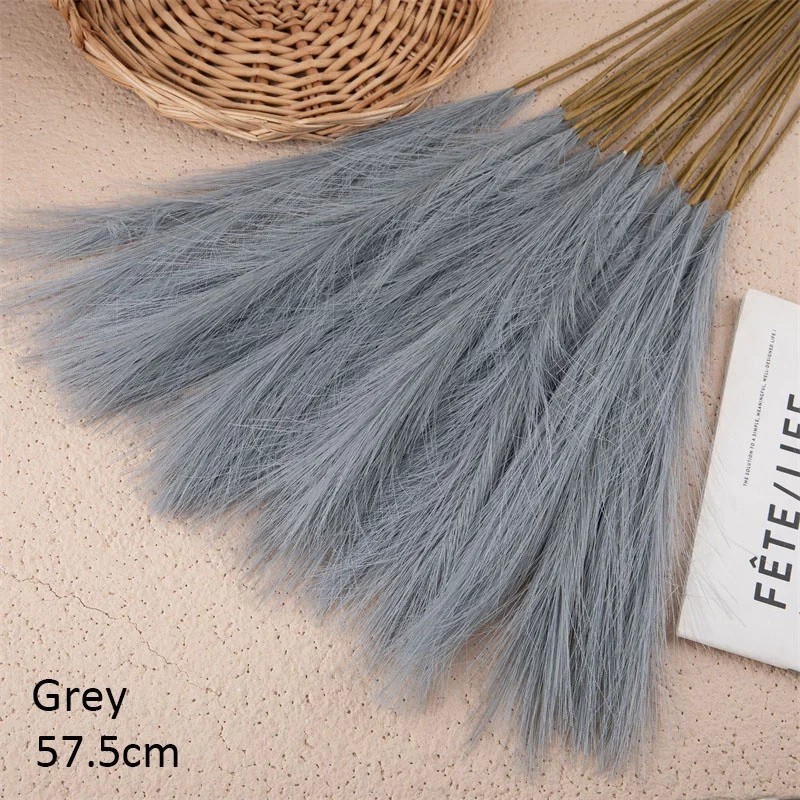 10Pcs Artificial Pampas Grass 56cm Silk Reed Bouquet Boho Decor