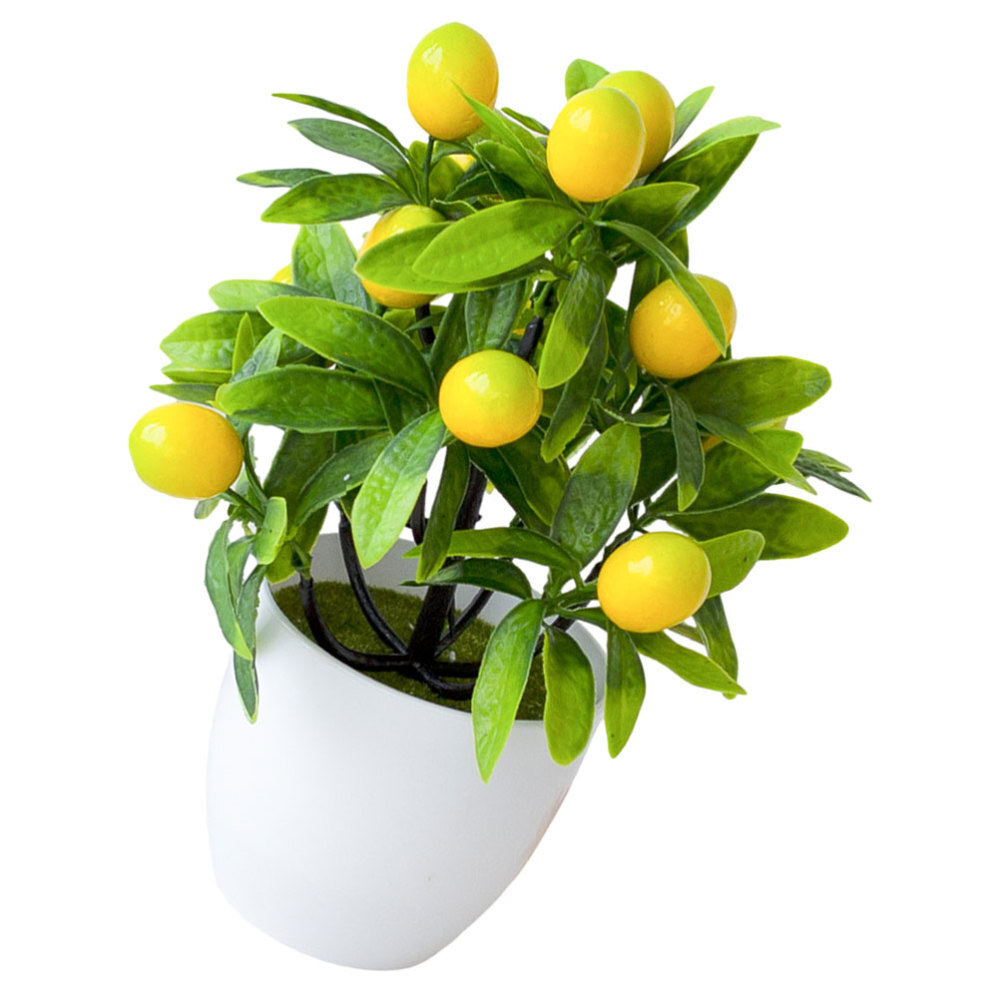 Potted Faux Tree Artificial Lemon Plant Practical Fake Plant Desktop Greenery