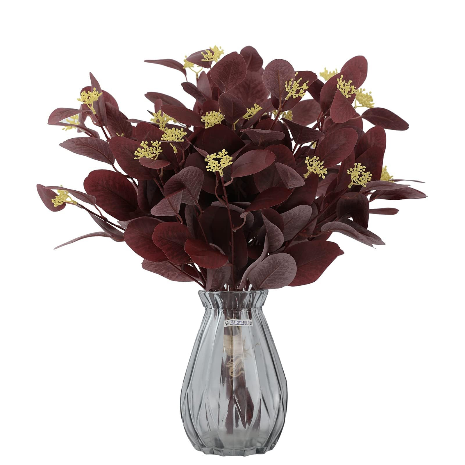 12Pcs Artificial Eucalyptus Stems, 20 Fake Silk Eucalyptu Leaves with Berries, G