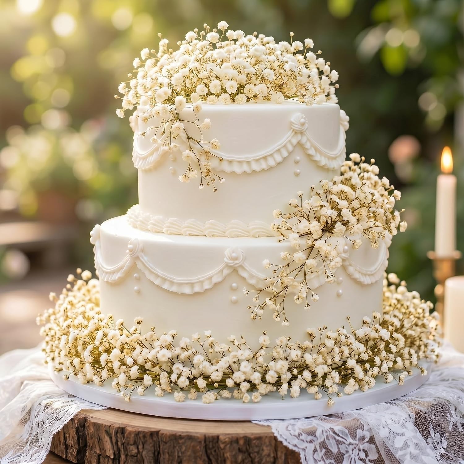 50 Pcs Mini Dried Baby Breath Flowers 3000+ Wedding Ivory White Flowers Bulk 2-4