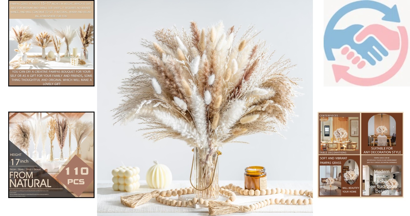 Elegant 130PCS Pampas Grass Bouquet – Natural Dried Flowers for Every Occasion