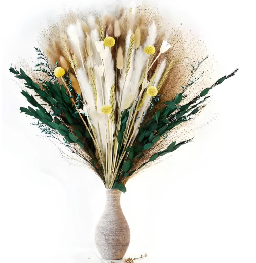 75 Pcs Luxuriant & Lush Dried Pampas Grass Décor 17” Flower Arrangement #18