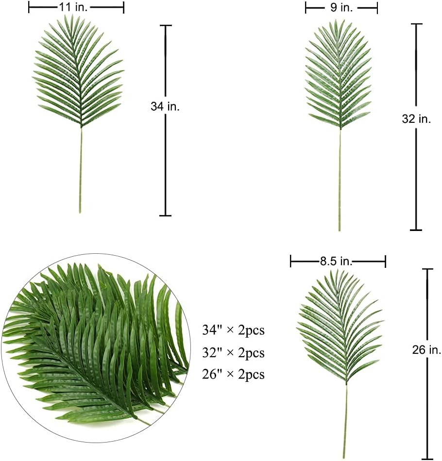Large Artificial Palm Leaves Palm Fronds Tropical Leaves Areca Palm Branches Pal