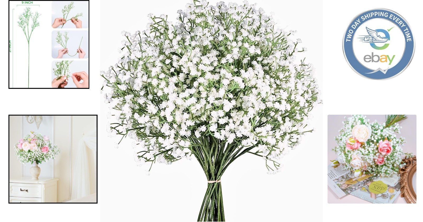 6 Pcs Reusable White Gypsophila Flowers for Romantic Home and Wedding Decor