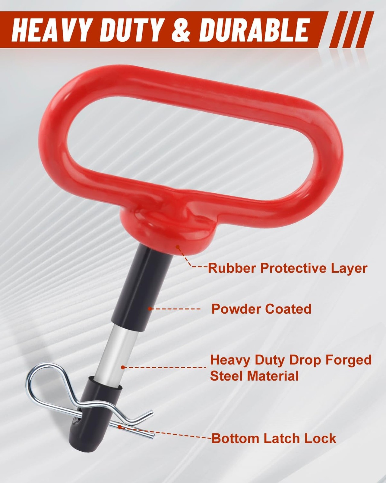 2Pack Hitch Pin, 1/2 x 3 Inch Trailer Hitch Pin with Clip and Rubber-Coated H…