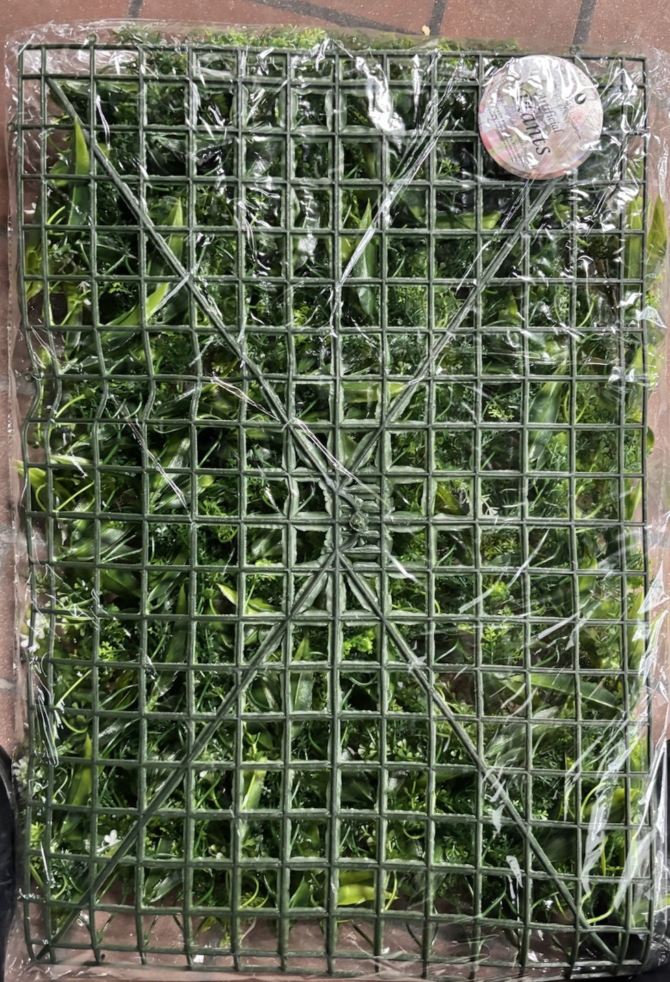 Artificial Green & White Foliage Wall Decor Mat Panel 23×15 Plastic