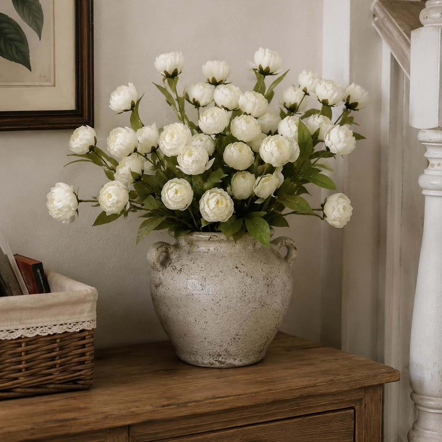 Cream Faux Peonies – 6 Pcs Real Touch Silk Flowers for Home Decor & Weddings