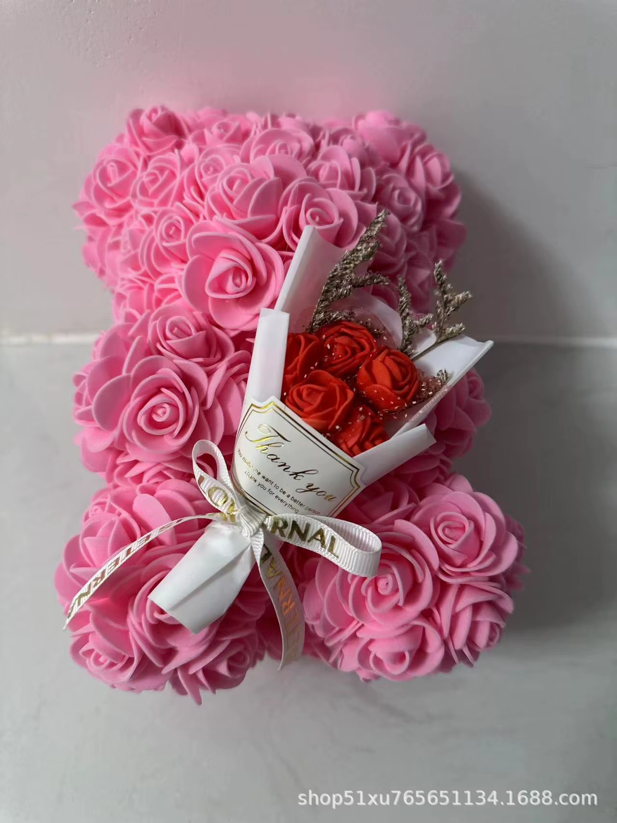 1Pc 25Cm Artificial Foam Flowers Bear Rose Bear Romantic Creative Gifts for Vale