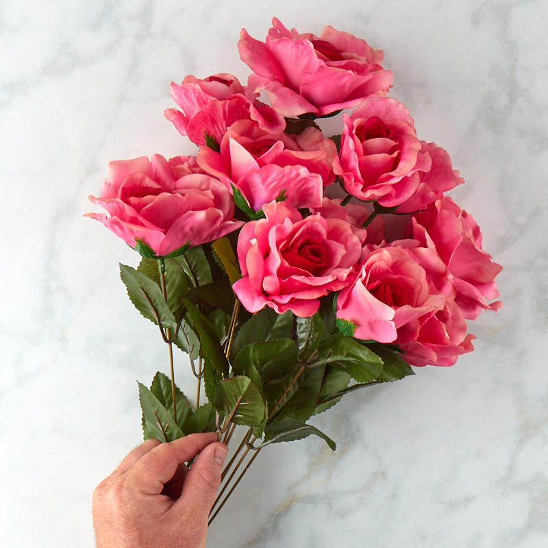 21″ Tall Artificial Pink Rose Decorative Floral Bush