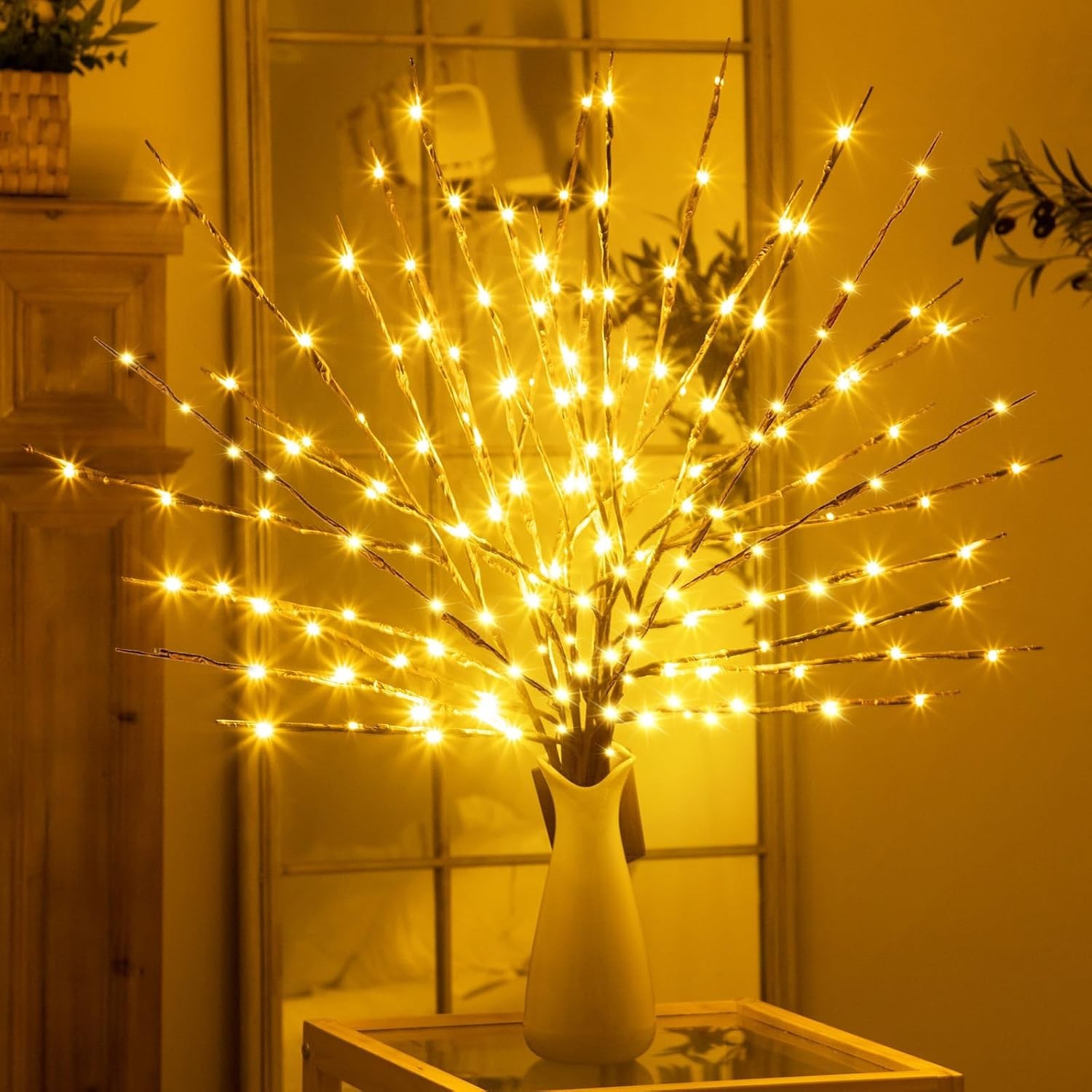 Elegant Lighted Twigs with 20 Bright Bulbs – 30 Inch Warm Yellow for Indoor &…