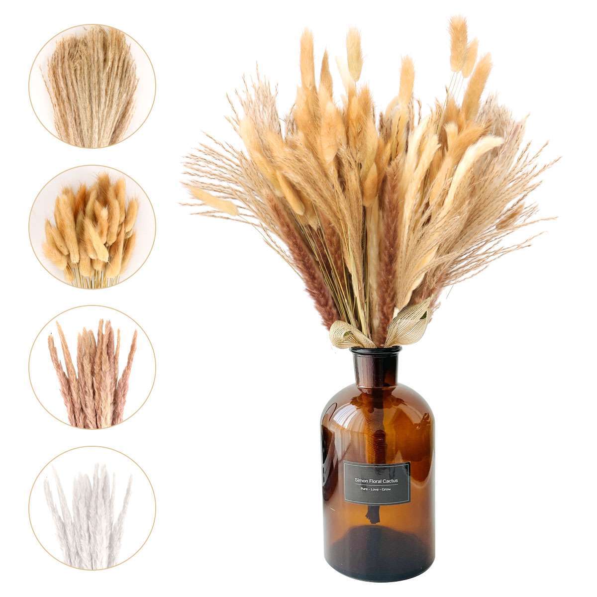 100PC Natural Dried Pampas Grass Boho Home Decor Bouquet Phragmites Dried Flower